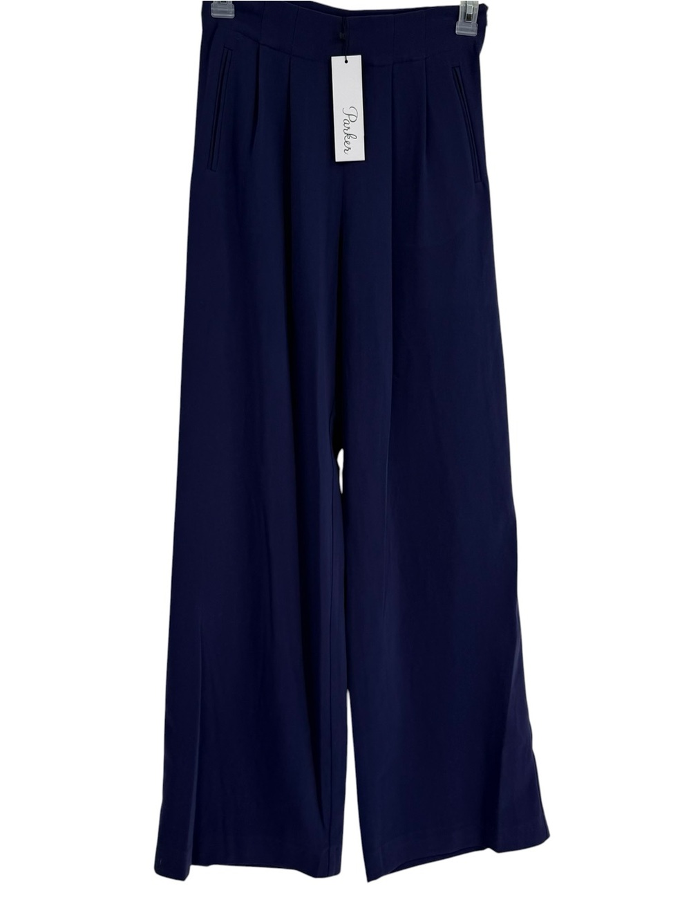Parker Wide Leg Pants Size S Blue/purple Career Pockets NWT Pleated Side Zip